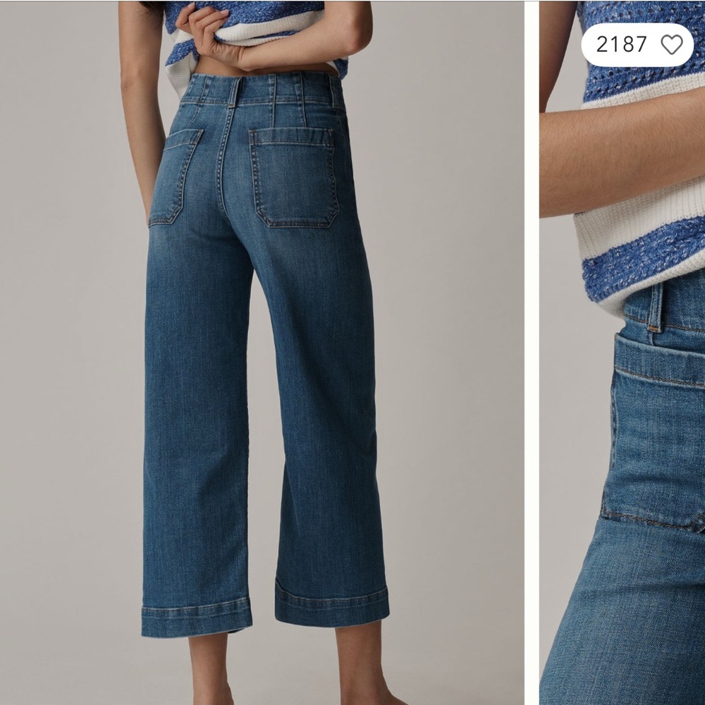 Anthropologie The Colette Crop Wide Leg Jeans by Maeve